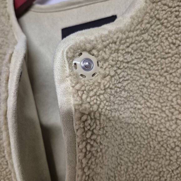 Zara Beige Faux Shearling Snap-Button Coat With Front Pockets - Picture 4 of 8